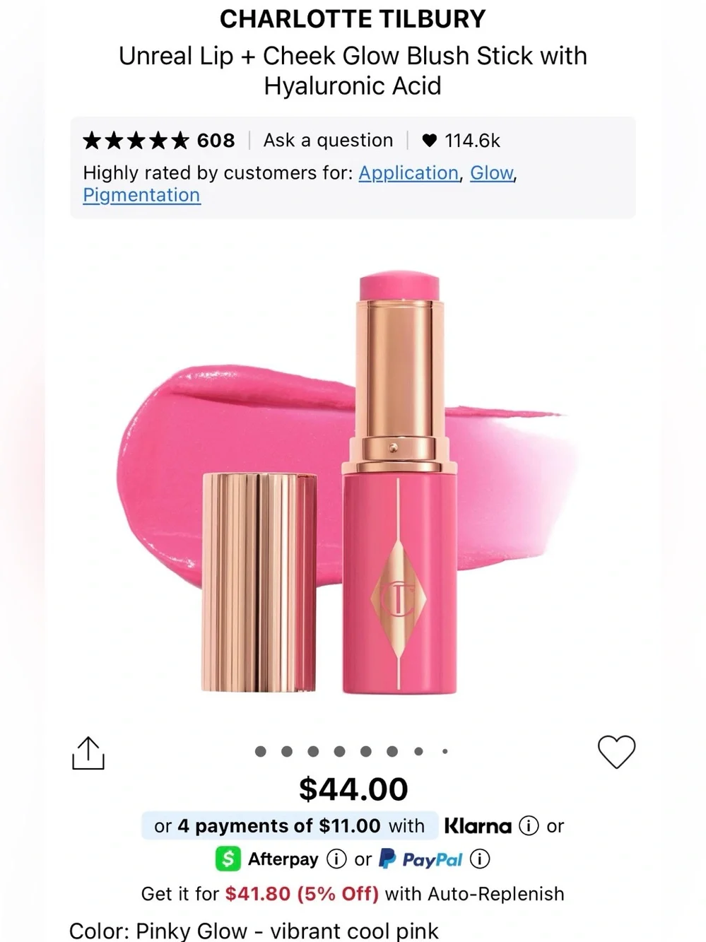 Charlotte Tilbury Unreal Lip+Cheek Glow Blush Sticks — Pinky Glow & Cherry Glow